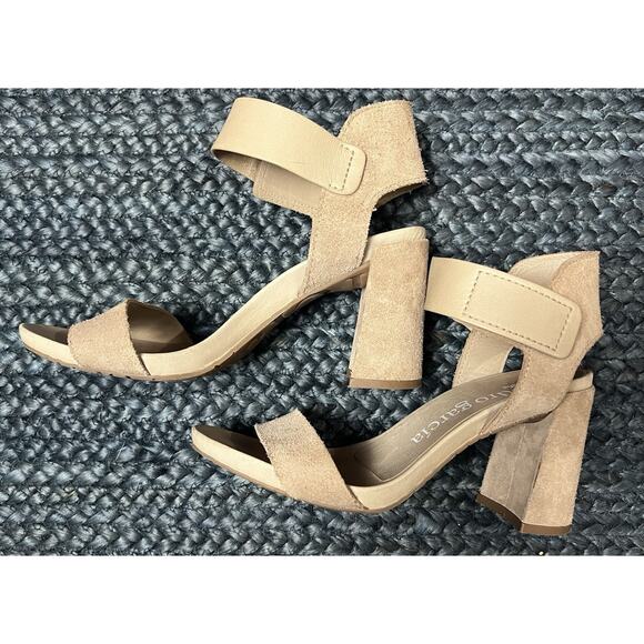 Pedro Garcia Willa Suede Sandals Chunky Heels Size 37.5 - Picture 1 of 6